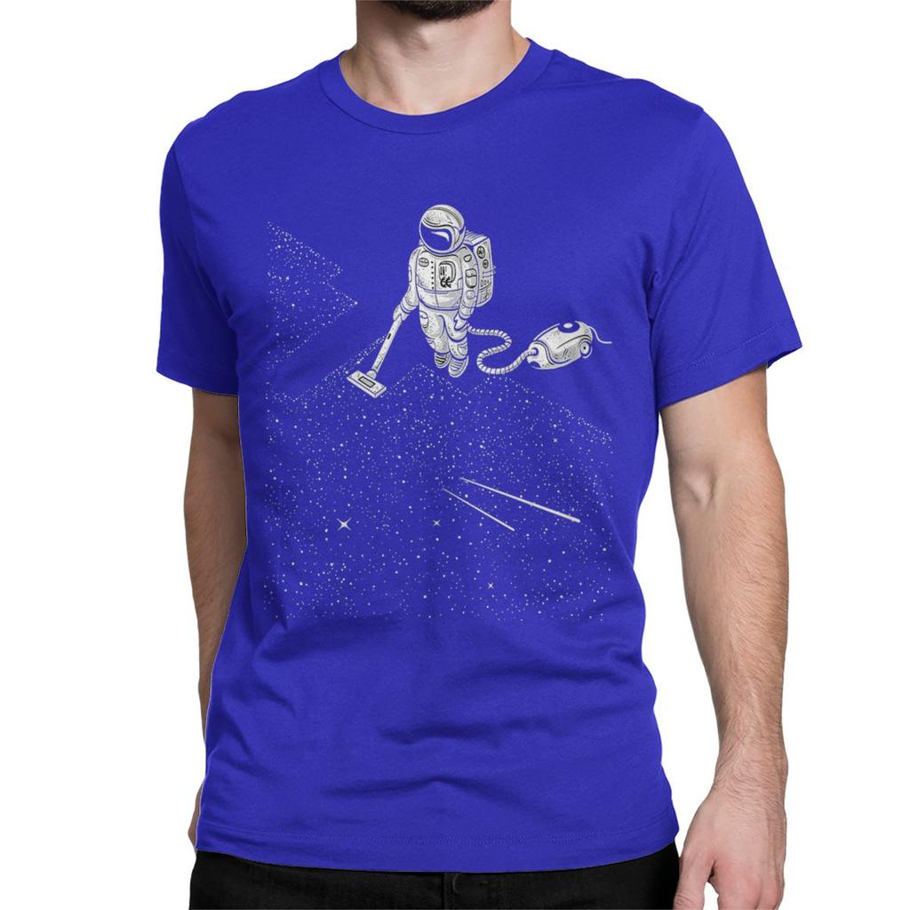 Astronaut Space Vacuum Cleaner T Shirts Men Women Cotton Novelty T-Shirt Round Collar Tees Short Sleeve Clothes Plus Size