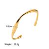 Yori Elegant Stainless Steel Gold Color Open Cuff Bracelet Bangle for Women 18K Gold Waterproof Plated Texture Charm Jewelry