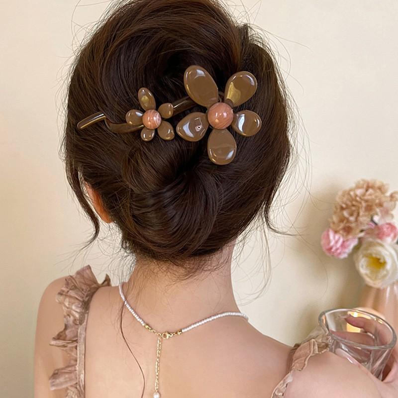 Retro S-förmige Pferdeschwanz-Twist-Haarspangen, modische Perlen-Haarspangen mit Haifisch-Clip, Haarnadeln, Haarspangen, Haarspangen, Haarschmuck für Frauen, Kopfbedeckungen