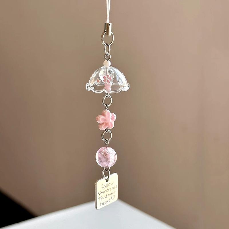 Transparent Keychain Cute Wind Chime Pendant Keyring Mobile Phone Lanyard Kawaii Bag Decorative Accessories Home Decorations