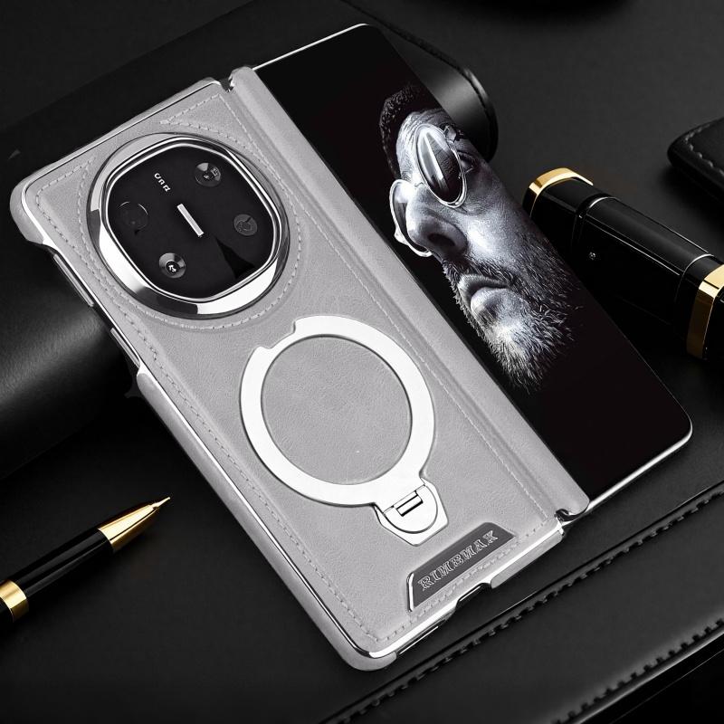 

For Huawei Mate X6 and Mate X5 Case Electroplate Magnetic Embossed Leather Edge Covered 360° Rotation Metal Bracket Cover Huawei Mate X5