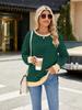 Elegant and Fashionable Autumn and Winter Comfortable Round Neck Striped Splicing Open Loose Long-sleeved Sweater Jacket Pullover Shirt Hoodies