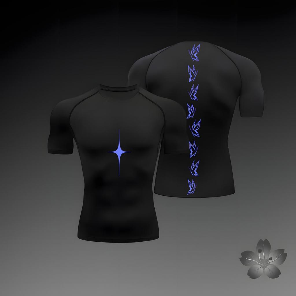 2026 Anime Graphic Compression Shirts for Men Athletic Quick Dry Tshirts Tees Tops Gym Workout Undershirts Short Sleeve Rash Guard