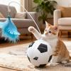 Soccer Tumbler Cat Teaser Toy Interactive Automatic Indoor Feather Kitten Teaser Wand Tumbler Food Feeder Entertainment Toy Pet Supplies