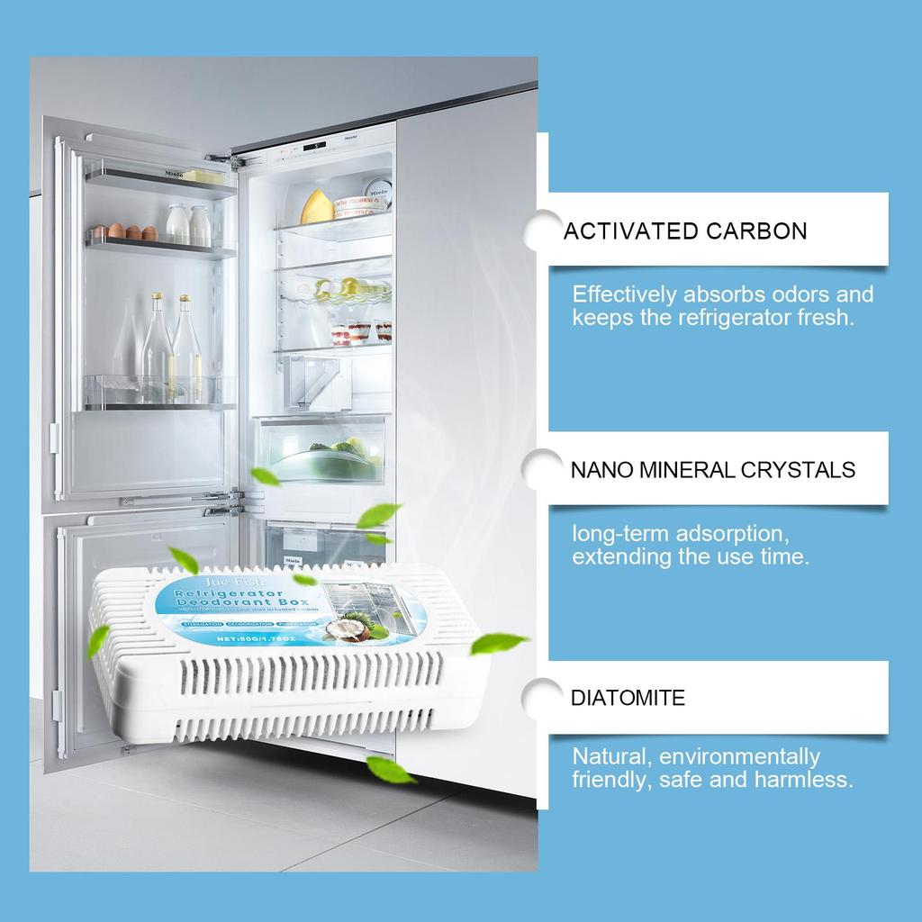 Jue Fish Refrigerator Deodorant Box, Inhibits Bacterial Growth, Household Refrigerator & Freezer Deodorizer, Refrigerator Freshener Box 50g