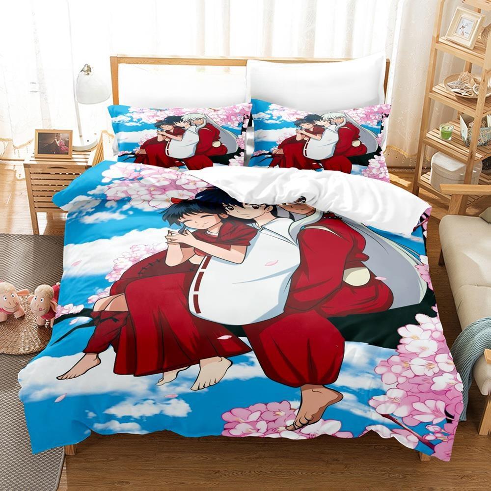 Neue Mode Inuyasha Bettwäsche Set Einzel Twin Full Queen King Size Bett Set Erwachsene Kind Schlafzimmer 3D Anime Bettlaken und Kissenbezüge