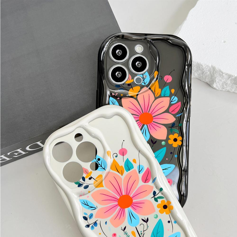 Cute Cartoon Pattern Cream Texture Casing Wavy Edge Soft Silicone Cover Phone Case for Vivo