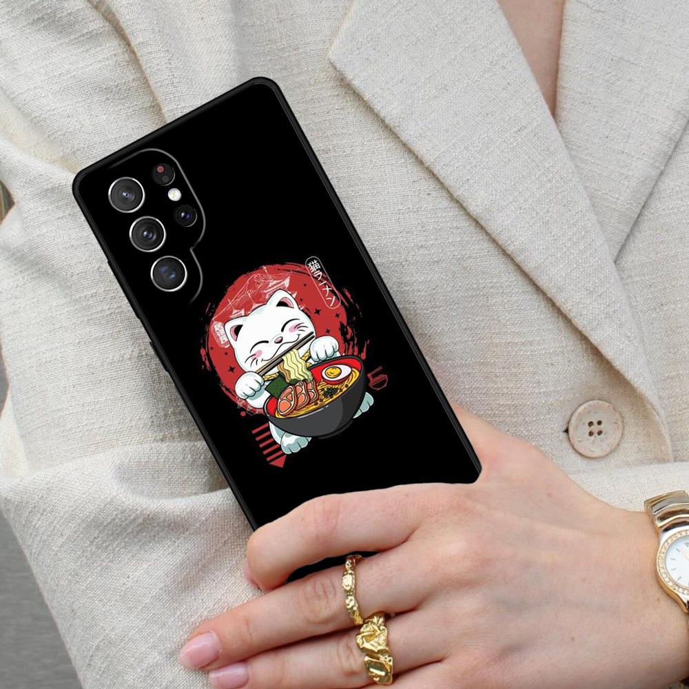Neko Ramen Japan Cat Cell Phone Case for Samsung Galaxy S26 Ultra S25 S24 S23 S22 S21 S20 Note10 Cover