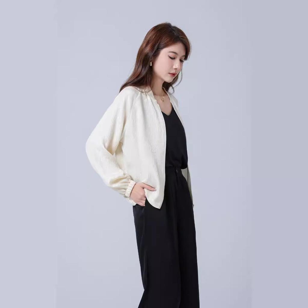 Mulberry Silk Women's Heavyweight Long Sleeve Baseball Jacket