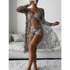 Women Swimsuit High Waist Bikini Set Three Pieces Women Sexy Long Sleeve Cover Up Swimsuit 2026 Beach Bathing Suits Swimwear