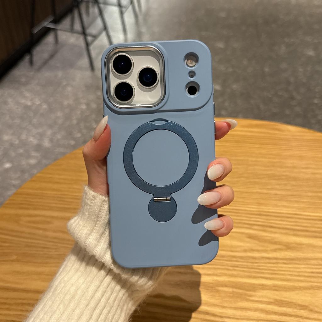 360 Degree Magnetic Suction Rotating Bracket Is Suitable for iPhone17 Apple 16Pro Max Mobile Phone Case 14/15 Solid Color Case