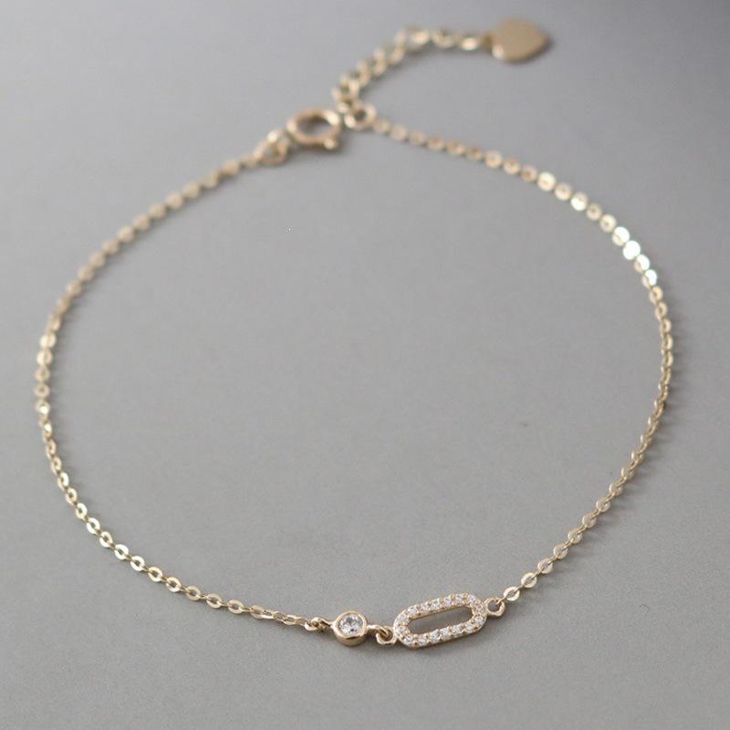 14K Gold Plated S925 Sterling Silver Rhinestone Round Ring & Retro Sweet Bracelet Set for Women 18K Gold
