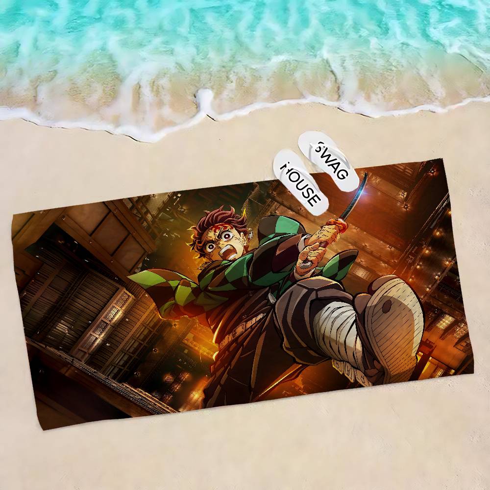 Demon Slayer Tanjiro Kamado Microfiber Beach Towel Absorbent Quick dry Soft Yoga Swimming Resort Mountain Climbing Towel