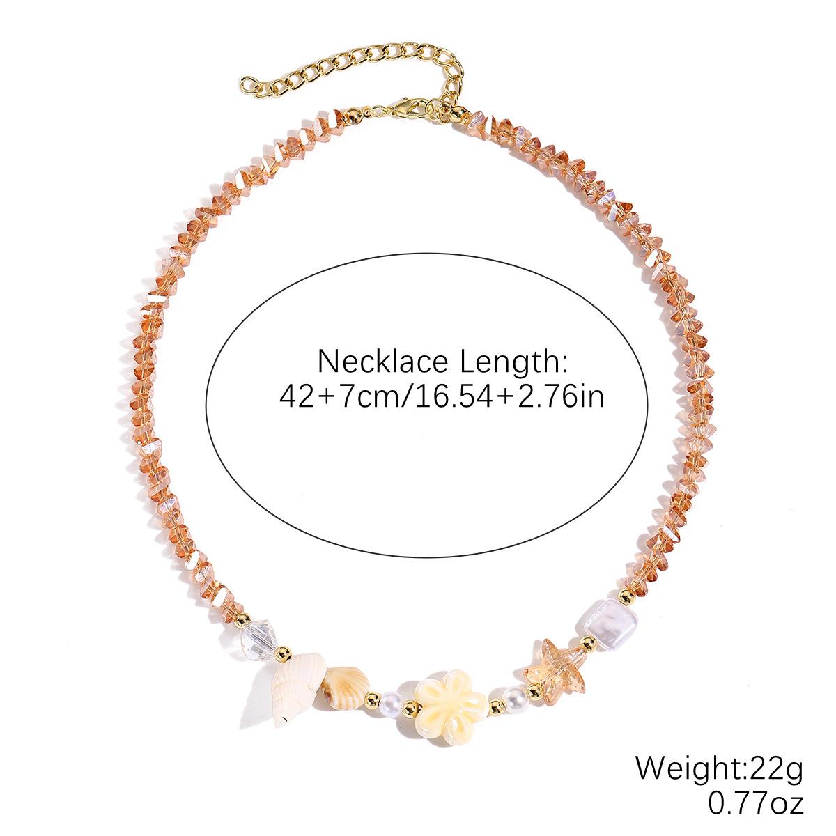 

Ожерелье для женщин Ювелирные изделия Ожерелье в виде ракушки-звезды в стиле курортного отеля, цветное ожерелье с кристаллами и бусинами, набор браслетов, женское элегантное ожерелье