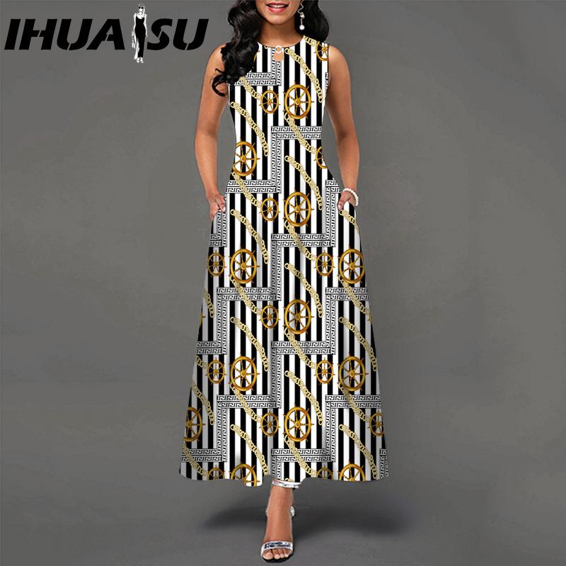 IHUASU 48 Farben Neues Damen Lockeres Vintage Blumenmuster Rüschenkleid Befree Kleid Großes Sommerparty Tanktops Elegante Maxikleider
