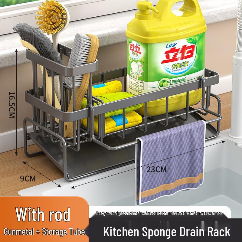 Multifunctional Wall-Mounted Kitchen Drainer Rack – New Style, Multi-Layer Carbon Steel Dishcloth Storage