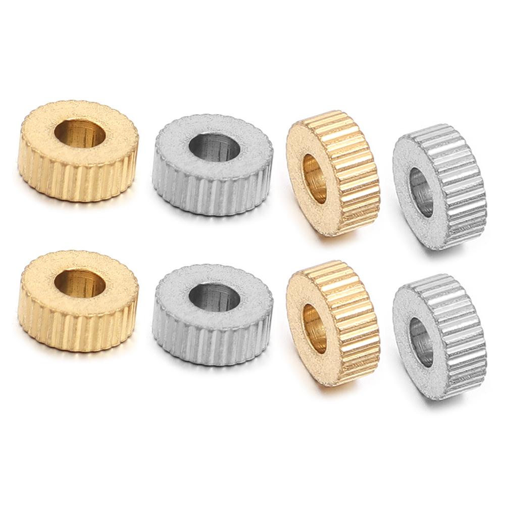 10-20pcs/lot Stainless Steel Spacer Beads Round Flat Texture Beads Loose Beads For DIY Bracelet Necklace Jewelry Making Supplies