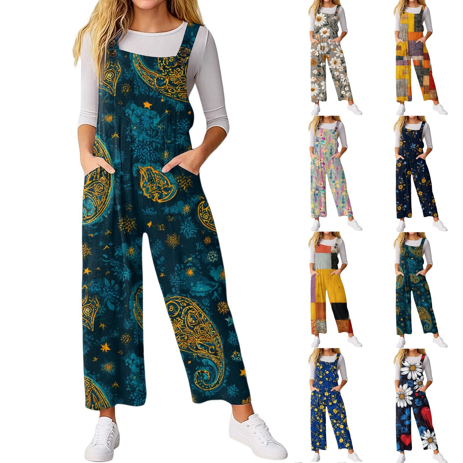 

Women’s Casual Sleeveless Jumpsuit With Printed Jumpsuit, Fashionable And Loose Jumpsuit XXL хакі