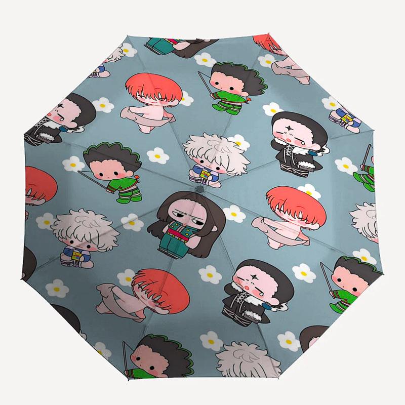 1pc Chibi Characters Auto Open Close Umbrella Portable 3-Fold Design with Iron Frame Outdoor Perfect Gift for Fans, Travelers, Daily Use.C103