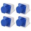4 Sets Industrial Socket 3 Pin Power Connector Surface Mounting Outlet IP44 Waterproof 220?250V 16A