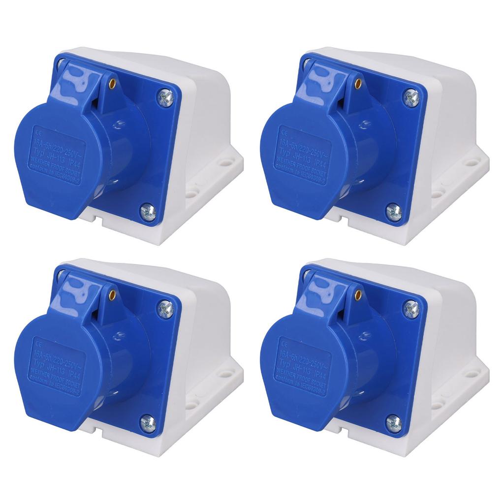 4 Sets Industrial Socket 3 Pin Power Connector Surface Mounting Outlet IP44 Waterproof 220?250V 16A