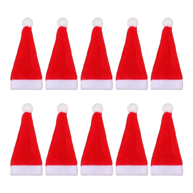 10pcs Christmas Santa Hats Flatware Holder Dinner Table Decorations Party Supply