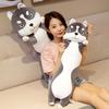 Hot 80cm/100cm Funny Long Husky Stuffed Doll Soft Big Husky Lying Plush Toy Grey Dog Animals Pillow Cushion Kids Birthday Gift