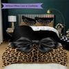 Leopard Print Bow Pattern Bedding uilt Set uilt Cover Pillowcase Home Decoration Birthday Gift (1 * duvet cover + 2 * pillowcase  without core)91