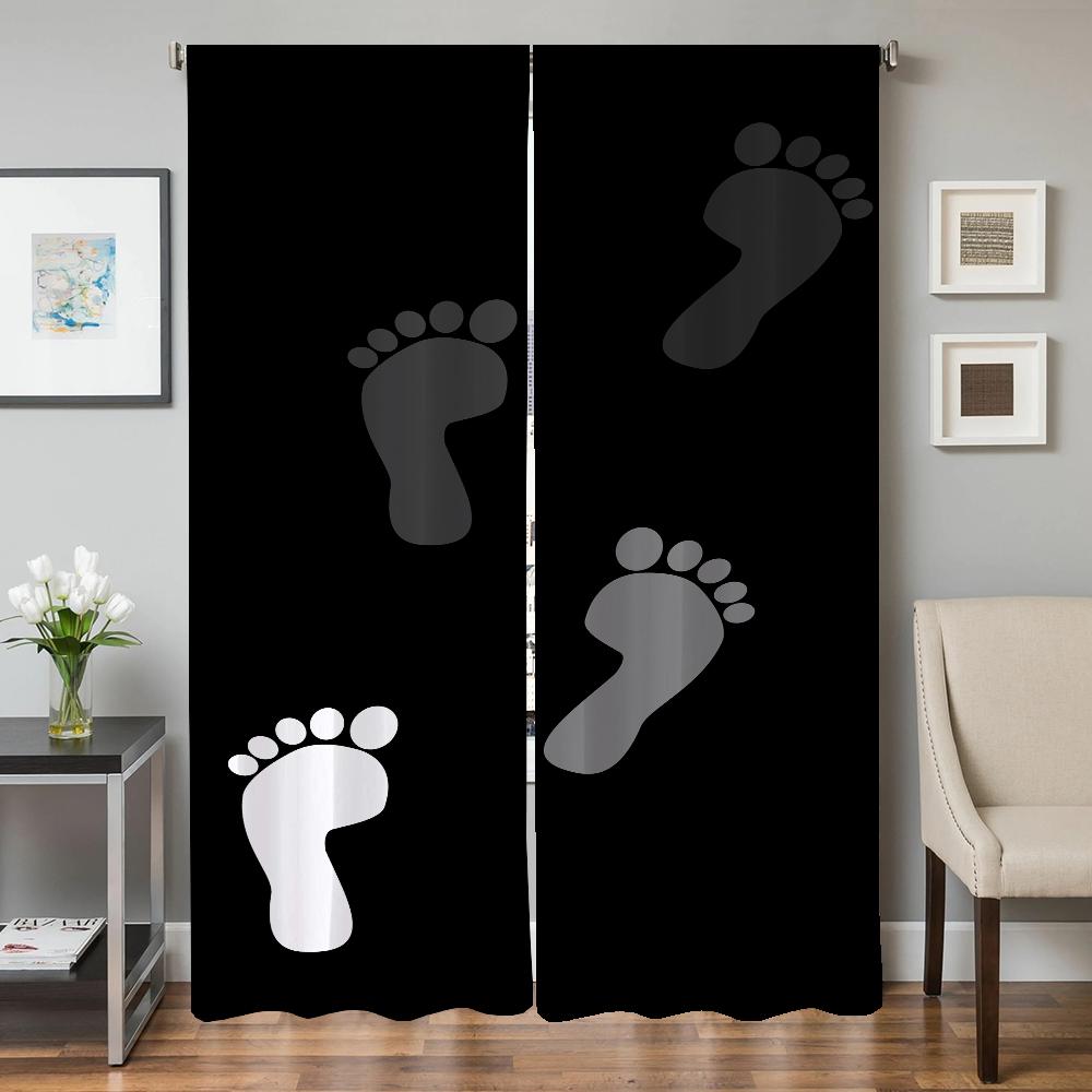 

Home Interior Kitchen Curtains For Living Room 2 Pieces Blackout Curtains Door Curtain Footprint Partition Bedroom Decoration W50xH70cmx2pcs-CL
