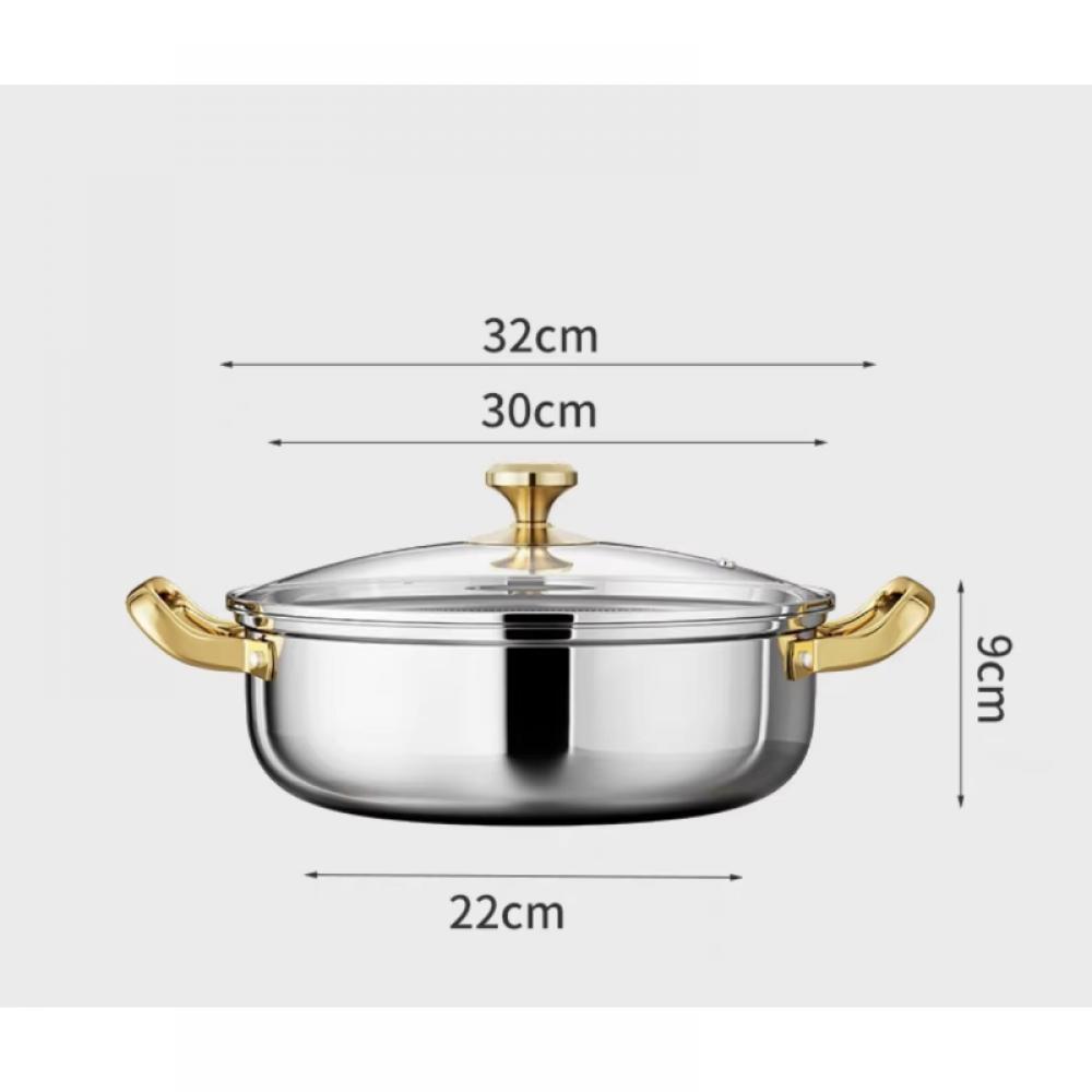 

Сковорода из нержавеющей стали с антипригарным покрытием, кастрюля для супа, вок с крышкой, для дома, сотовое дно, индукционная плита, газовая плита, для тушения, кухонная посуда 30cm