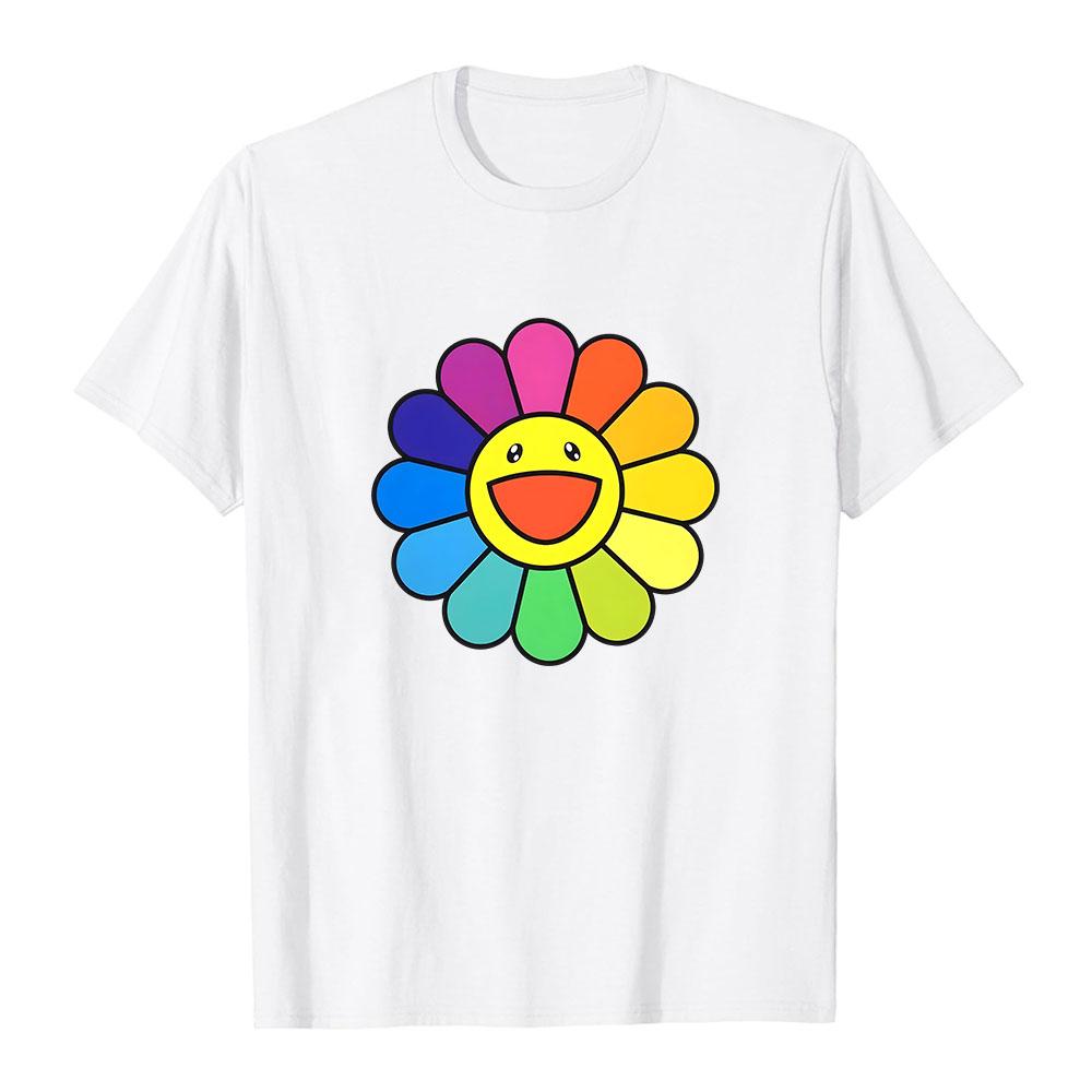 Takashi Murakami Sonnenblumen T-Shirt Grafik Merch Rundhals Kurzarm Baumwolle Herren T-Shirts Lässige Mode Design Druck Kleidung