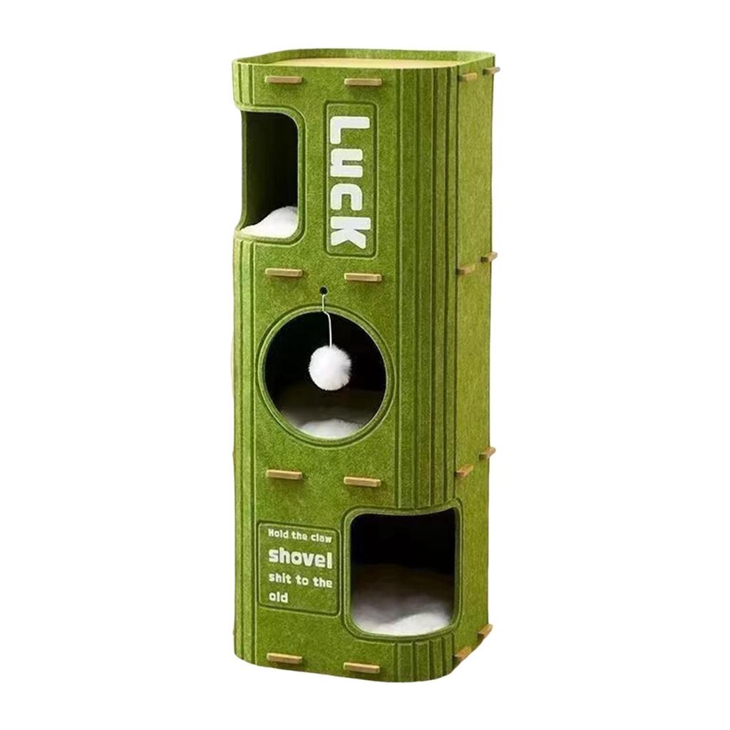 3 Storey Cat Bed Cave Outside Scratch Resistant Covered Tunnel Condo Cat House for Kitten Resting Multiple Cats Sleeping Playing