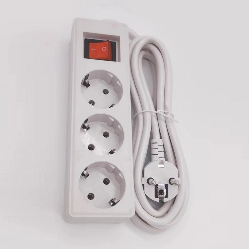 2/3/5Meters Cord EU Power Strip with ON/OFF Switch Power Converter Flat Adapter  European Standard