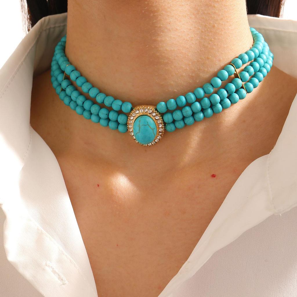 Women's High-End European & American Jewelry Set: Double-Layer Pearl Choker, Clavicle Necklace, Bracelet & Earrings