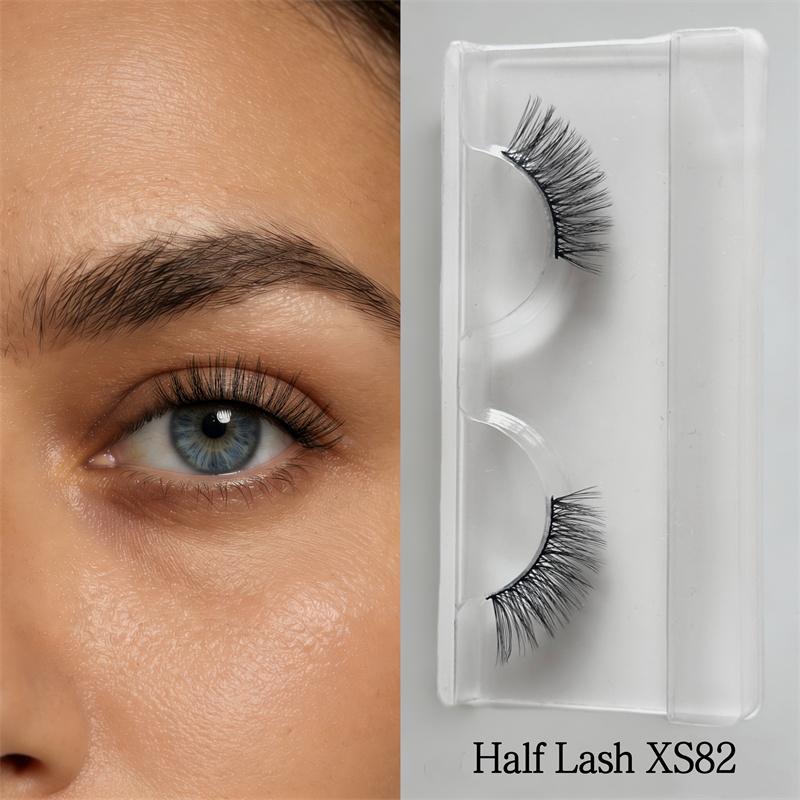 Press on Underneath Half Lash Natural Look Reusable Soft Under Eyelashes No Glue Needed Natural&15 mm