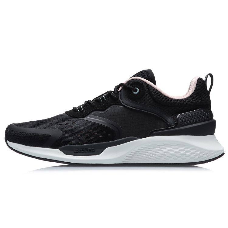 Li Ning Trendy Casual Shock Absorbing Low Top Running Shoes Women sneaker Black AGLR056-4