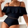 Off Shoulder Webbing Sexy High Waist One Piece Bikini Swimsuit Women Fashion Beach Vacation Elegant Bathing Suit