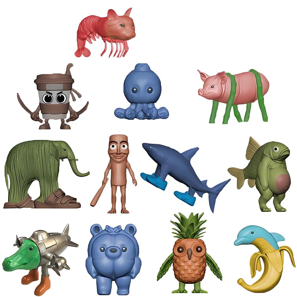 Italienisches Brainrot Actionfiguren-Set Tung Tung Sahur Tralalero Tralala Bombardino Crocodilo Figuren Modell Dekor Spielzeug Geschenke