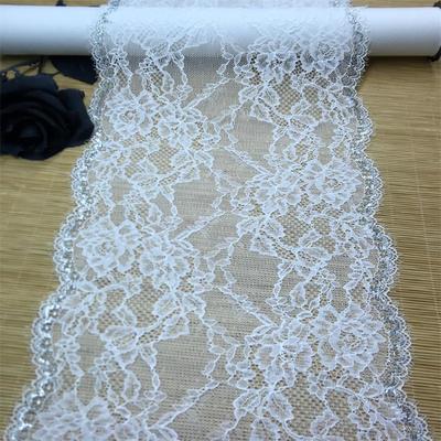 22.5cm Wide White Elastic Chantilly Eyelash Sewing Lace for Lingerie, Bra, Underwear, Garment, Wedding Dress & Crafting