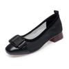 Fashion Genuine Leather Women's Shoes Elegant Office Ladies Shoes Women Casual Low Heeled Shoes Square Heel Sandals Slip On Woman Flats