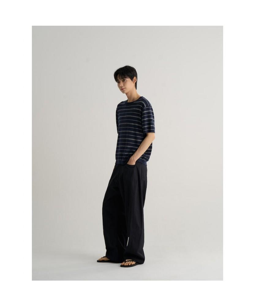 8SECONDS Striped Round Knit Pullover Navy