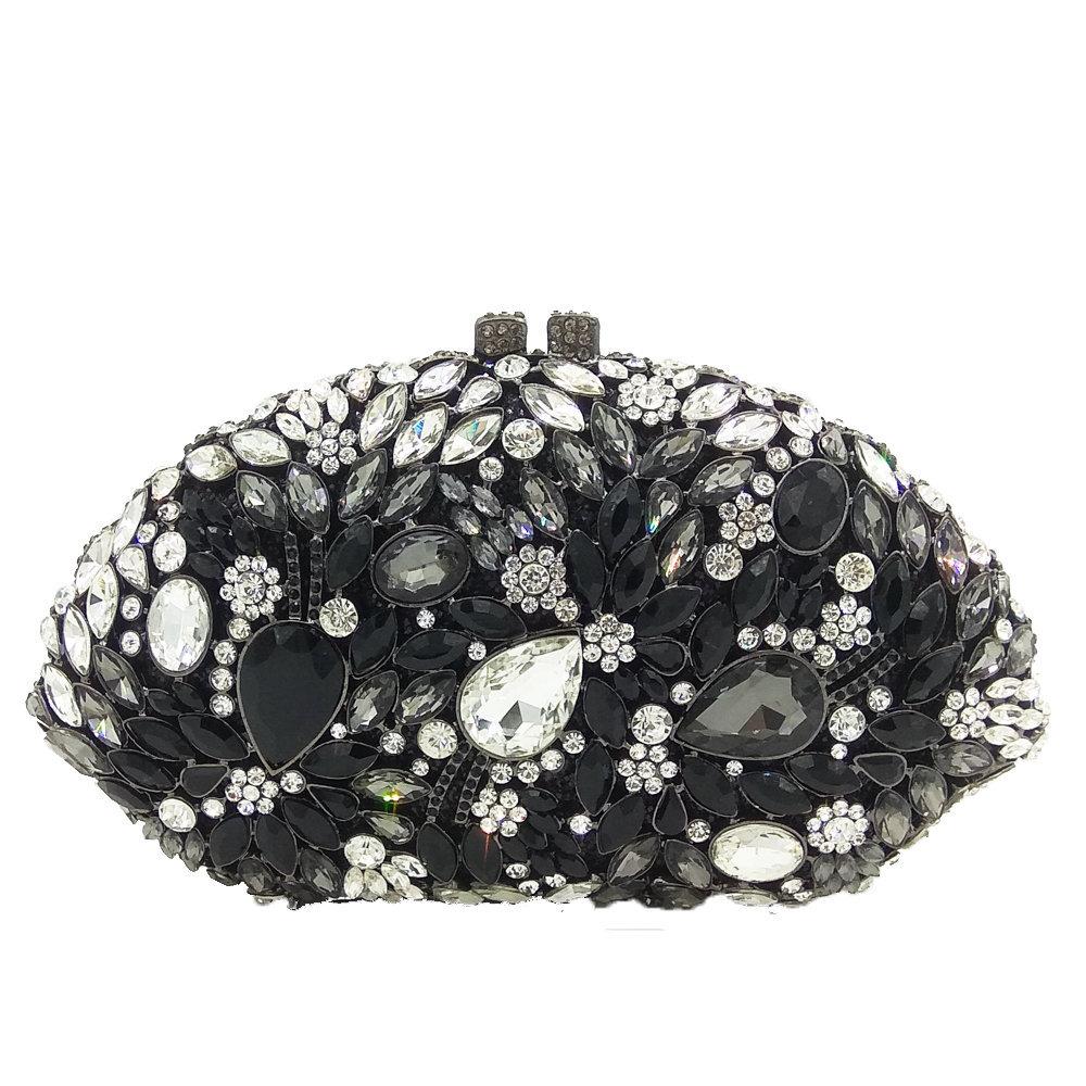 Rhinestone Evening Clutches Luxury Fan-Shape Women Crystal Wedding Party Purses WHTUOHENG Prom Cocktail Handbags Blue/Red/White