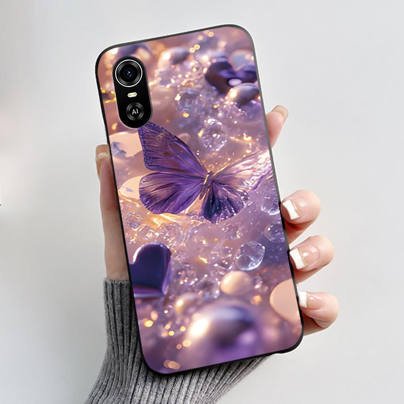 For ZTE Blade A33S Phone Cases Soft Silicone Back Cover For ZTE Blade A 33 S Case Fashion Flower Black TPU Shell Coque A33S Capa