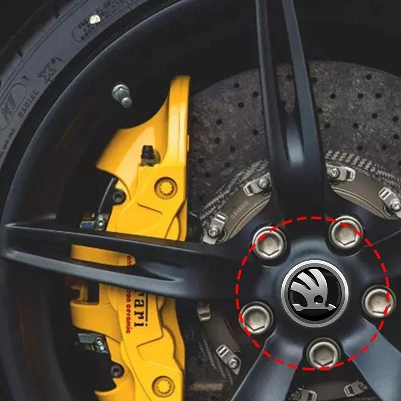 Naklejka na Samochód 2025 Gorące 4 szt. 56mm Emblemat Samochodowy Naklejki na Środkowe Dekielki Kół Piasty Naklejka do Skoda Octavia Kodiaq Fabia Rapid Superb