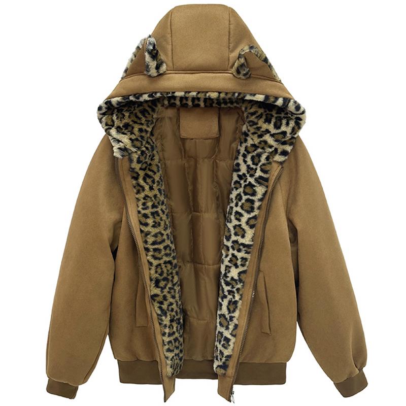 Modne damskie parki Zimowe kurtki z kapturem Luźne Plus Size Grube Ciepłe Okrycia wierzchnie Płaszcze damskie