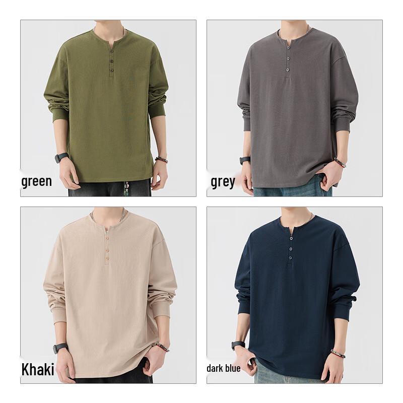 MIIOW T-shirt da uomo a maniche lunghe in puro cotone