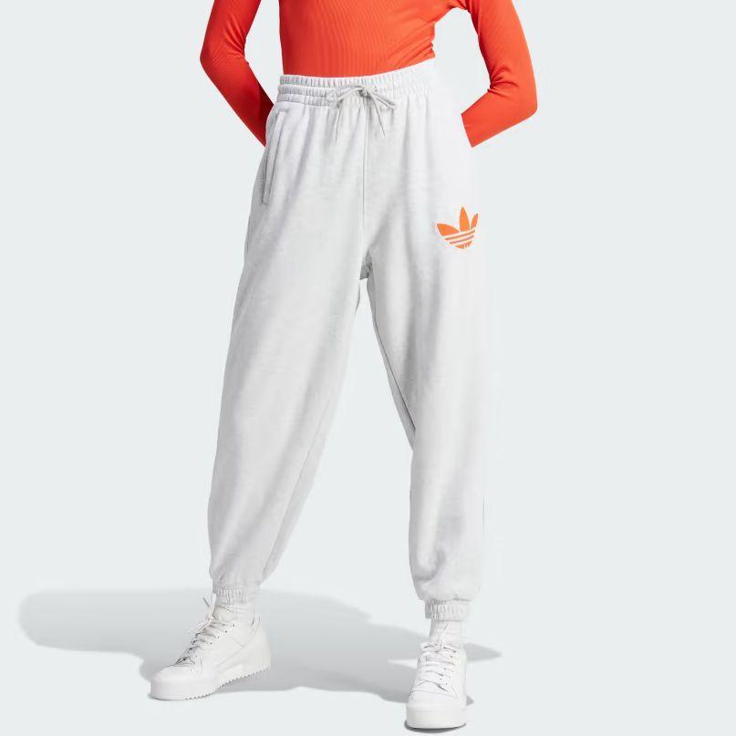 Adidas Originals Logo Loose Fit Cuffed Knit Joggers Women Light-Gray II5600