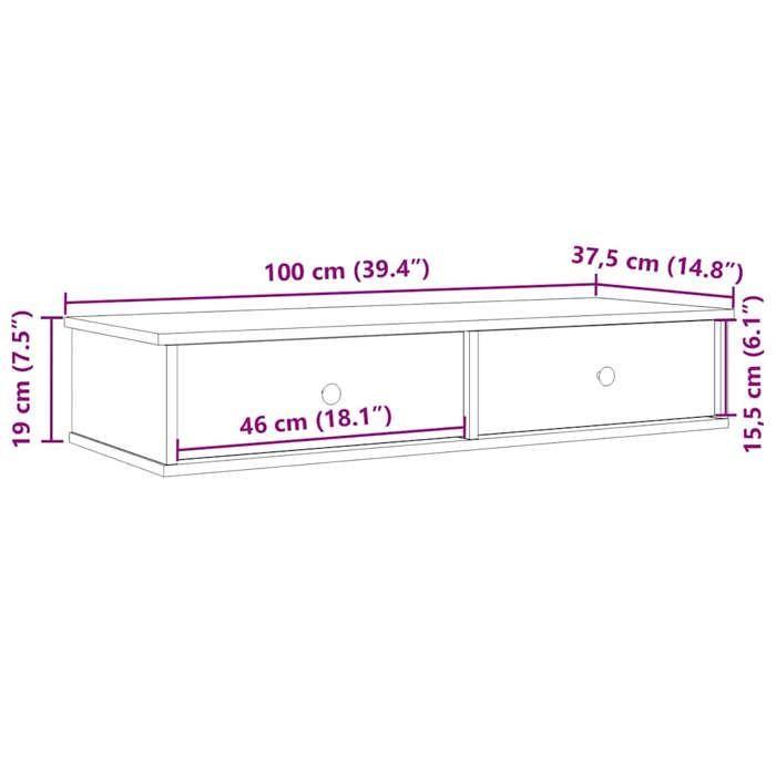 VidaXL Wall Shelf with Drawers Concrete Grey Engineered Wood 859962