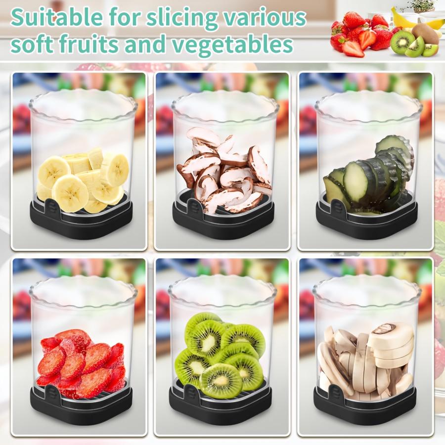 1pc Stainless Steel Fruit Slicer, Multifunctional Strawberry Slicer & Vegetable Chopper with Manual Pusher, Rectangular Blade, Container Included