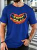 Vintage Unisexs Soft Cotton Tee Colorful Big Mouth Keep Smile Letter Print Urban Crew Neck Short Sleeve T Shirt For Guys